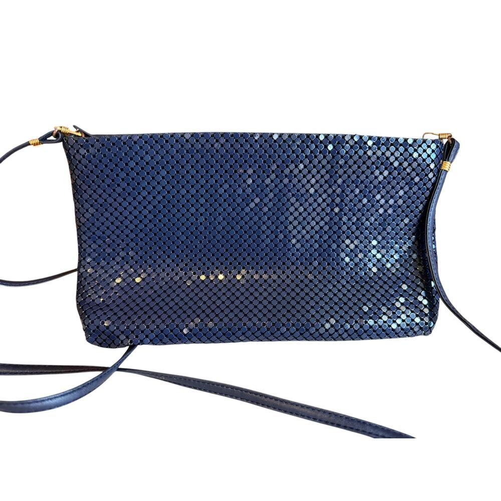 Whiting & Davis Navy Blue Mesh Shoulder Bag - image 1